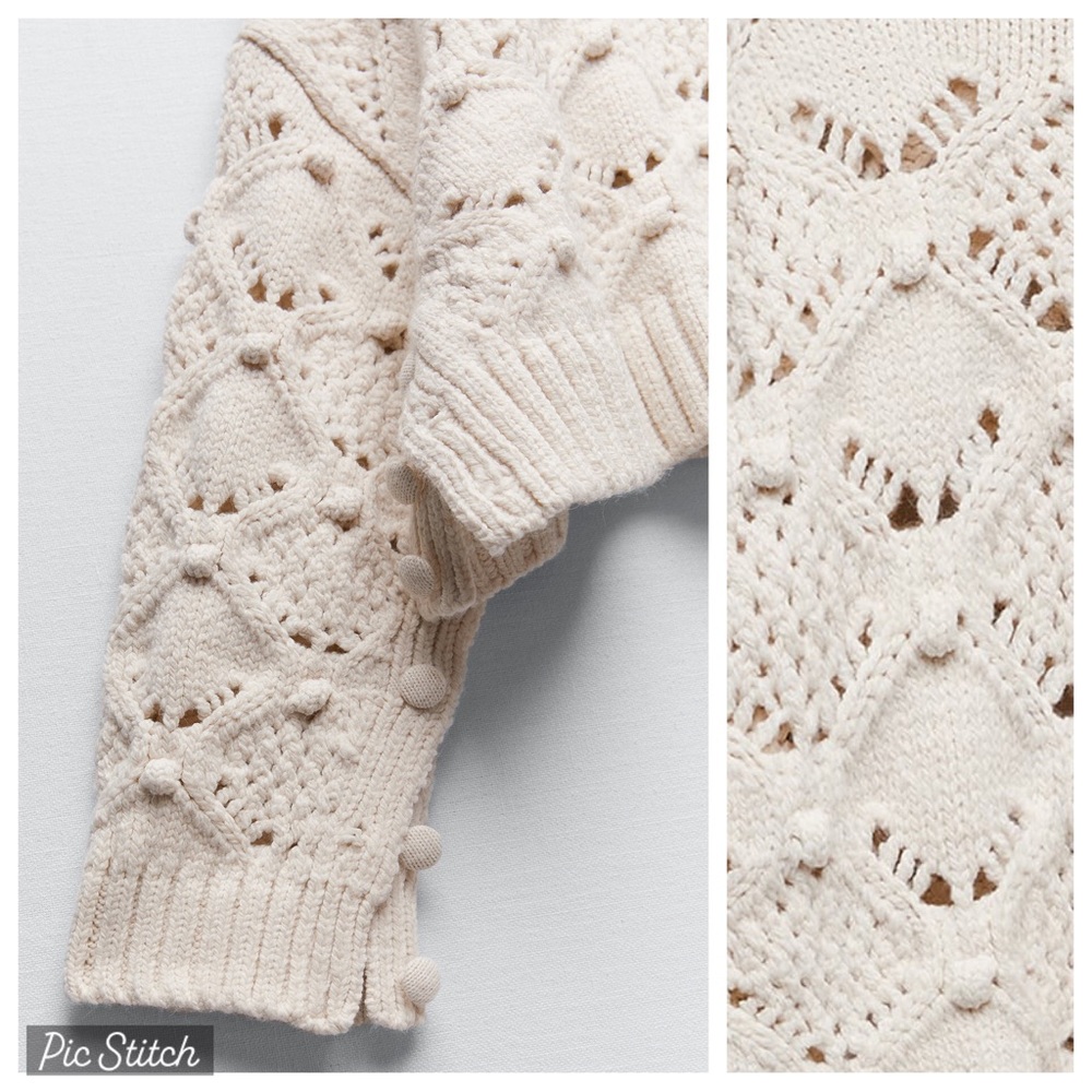 NWT. Zara Ecru Cable-Knit Sweater. Size S. - Picture 3 of 10